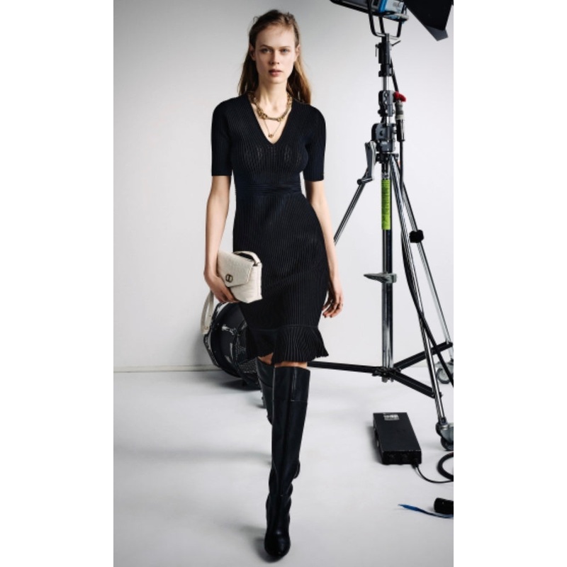 Twinset Milano Black Ribbed Dress