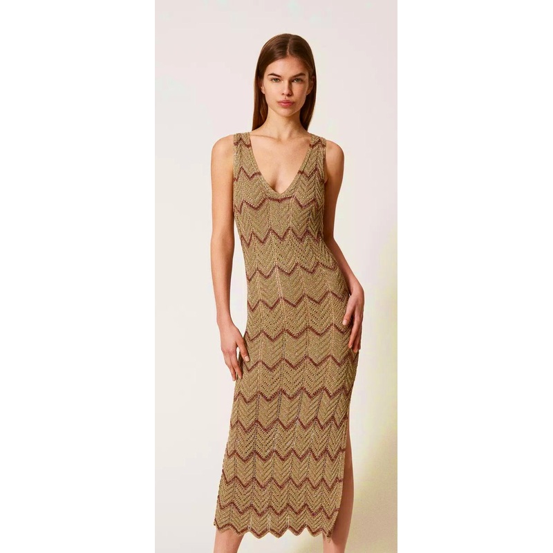 Twinset Milano two-tone knit Midi dress