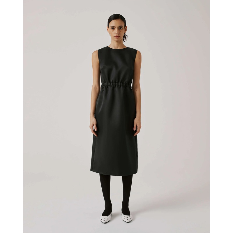Beatrice B. Black Duchess Matt Satin Sheath Dress