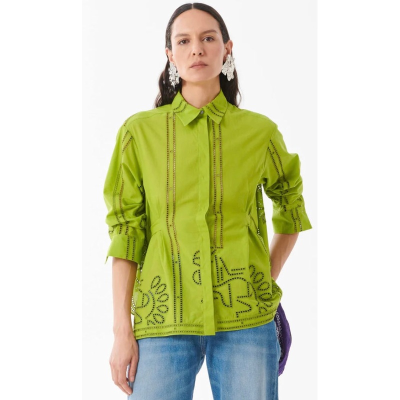 Beatrice B Green Broderie Anglaise Shirt