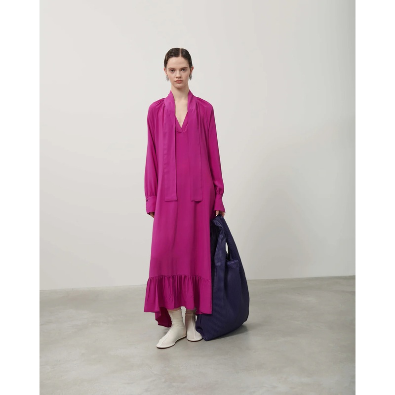 Beatrice B. Magenta Long Silk Blend Dress