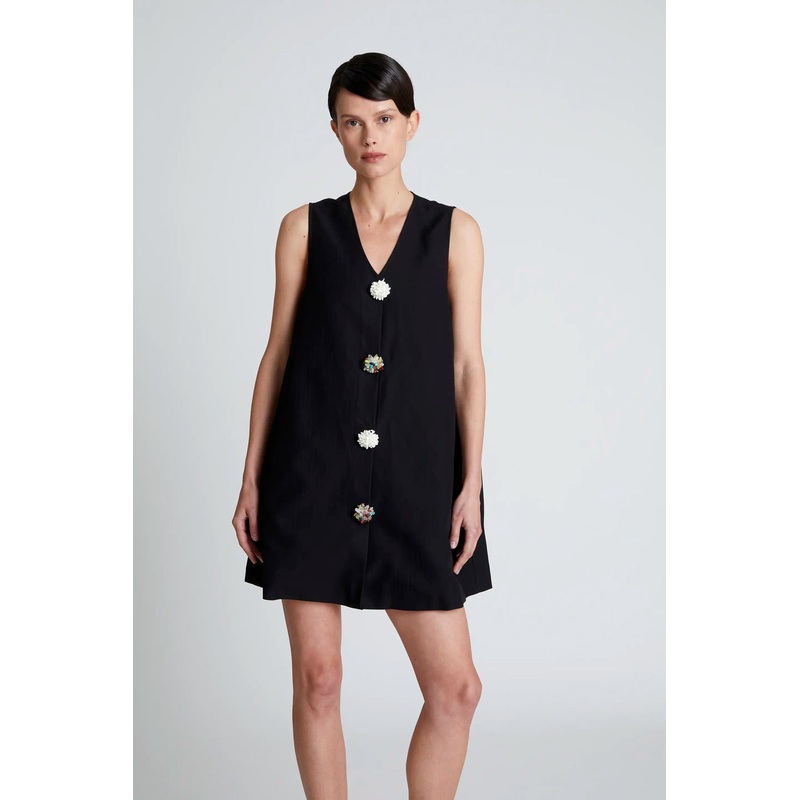 Compaia Fantastica Black Dress with Beaded Button detail