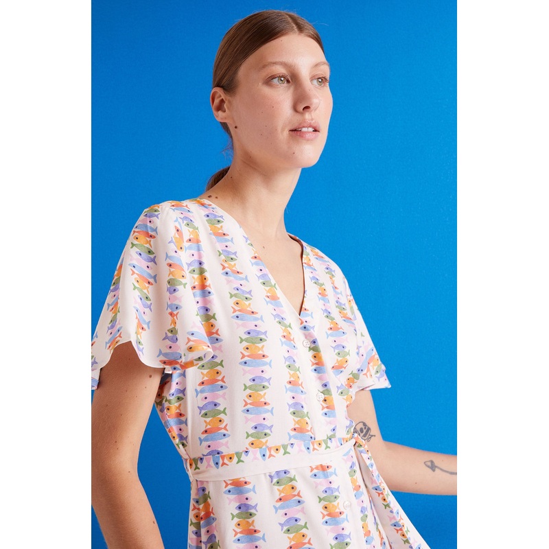 Compaia Fantastica Short Dress with Fish Print