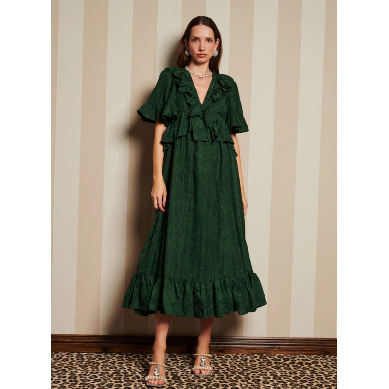 DREAM Sister Jane Dark Green Jacquard Maxi Dress
