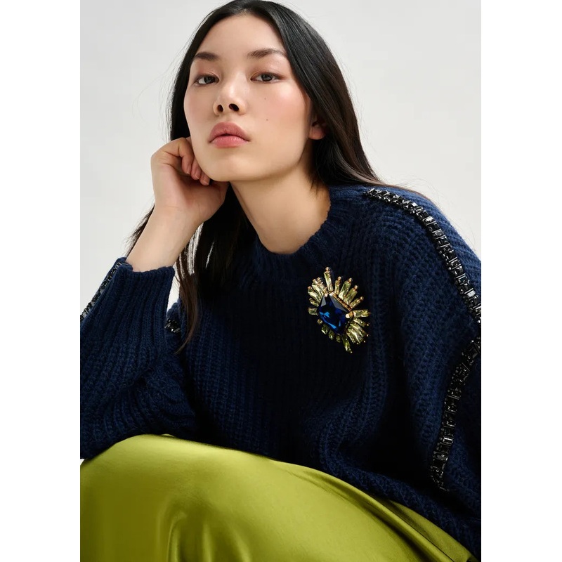 Essentiel Antwerp Dark Blue & Light Green Large Brooch