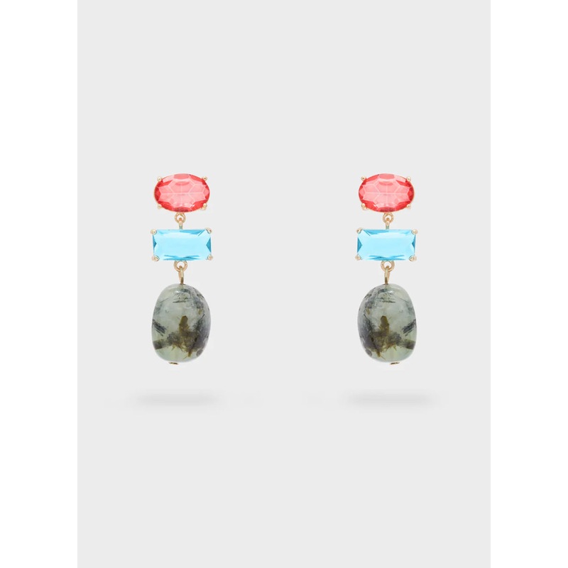 NALI  Pink Blue Crystal & Stone Drop Earrings