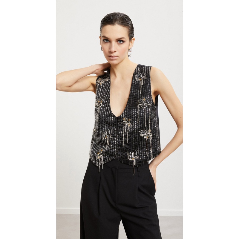 OttodAme Black Cocktail Waistcoat