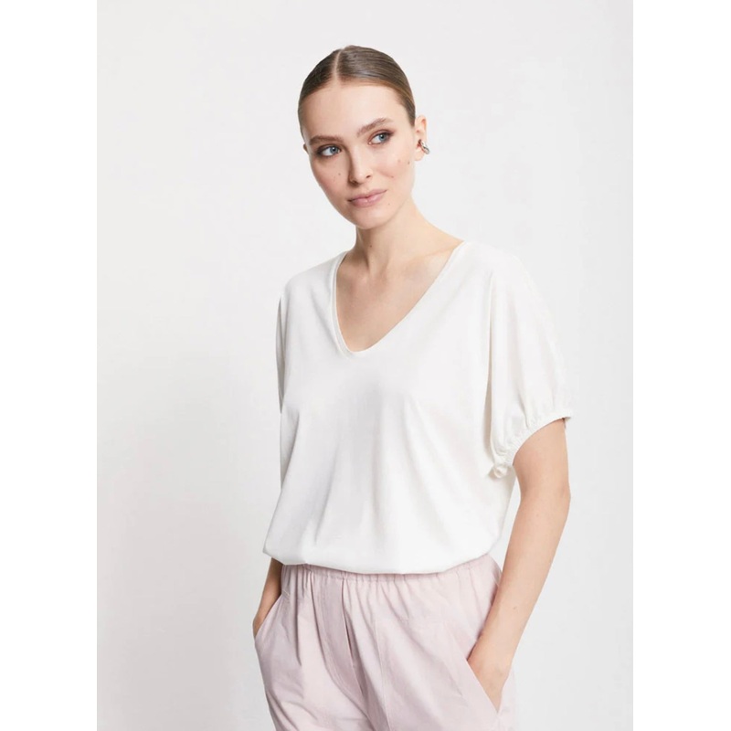 OttodAme Cream V-Neck T-Shirt