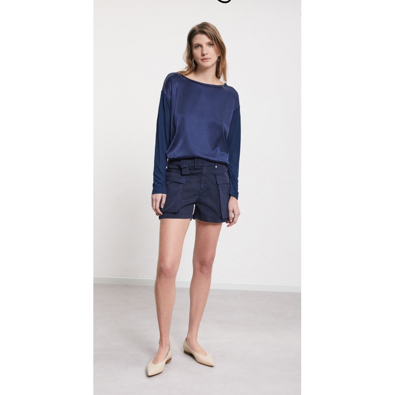 OttodAme Navy Long Sleeve Blouse