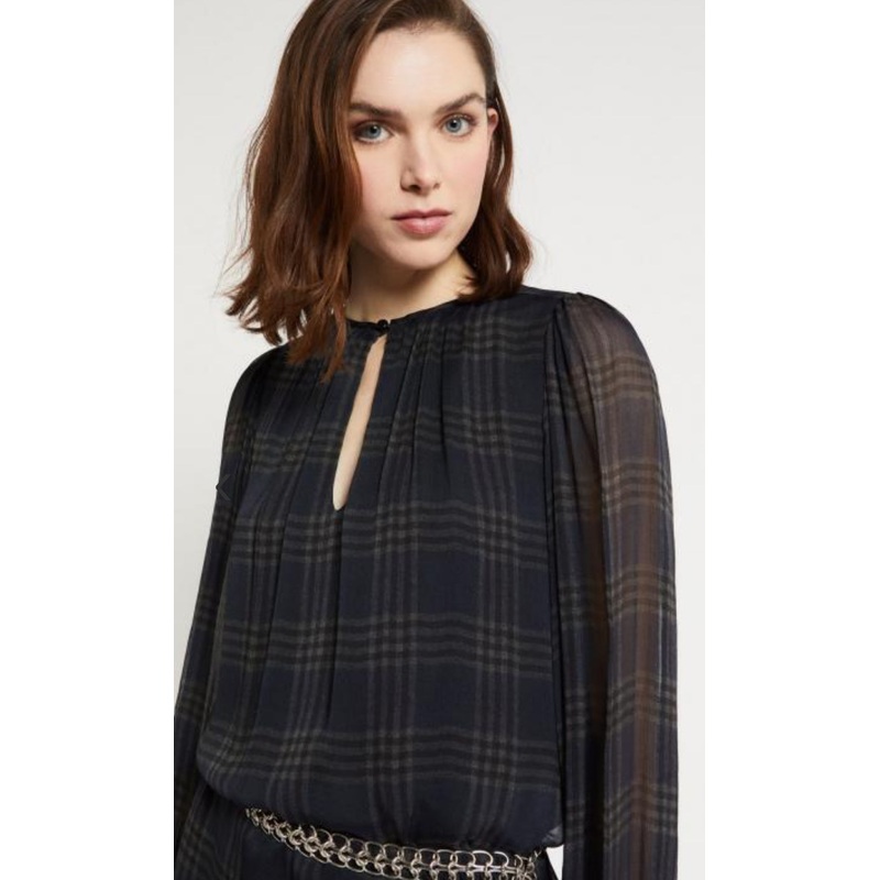 OttodAme Viscose Mini Dress in Check Print