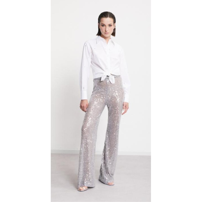 OttodAme White 100% Cotton Shirt with Disc sequins