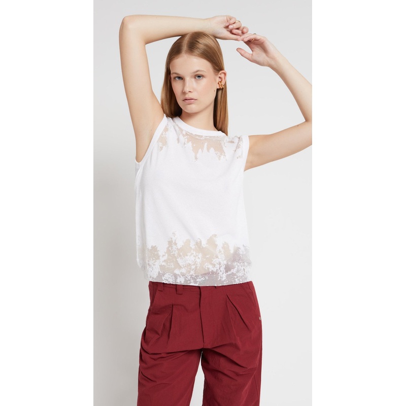 OttodAme White Fine Knit & Mesh Top