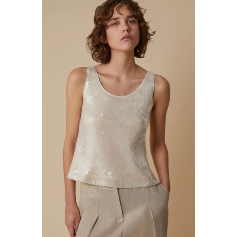 PennyBlack Champagne Sequin Top