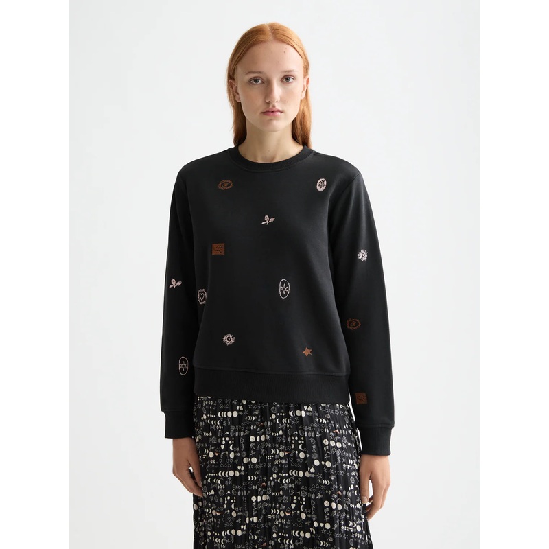 Scotch & Soda Black Sweatshirt with Embroidered Details