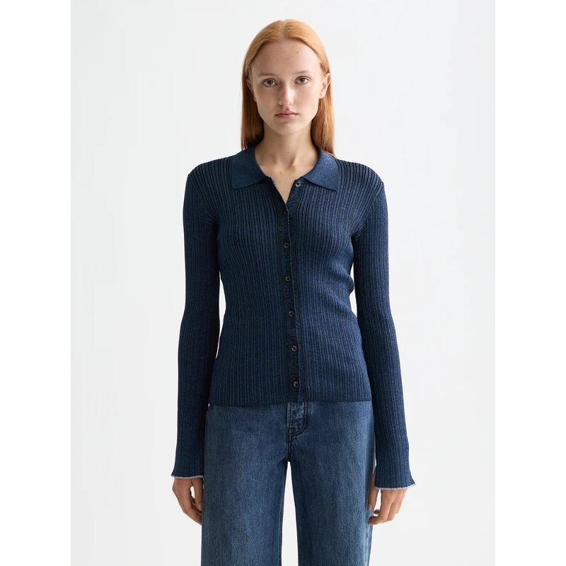 Scotch & Soda Navy Lurex Fitted Cardigan