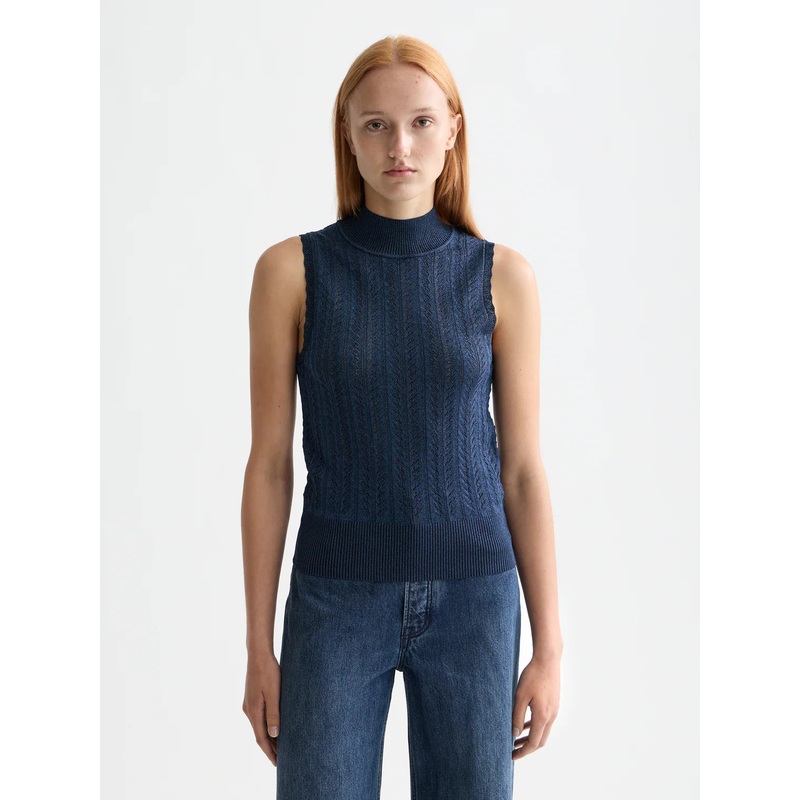 Scotch & Soda Navy Lurex Knitted Tank Top