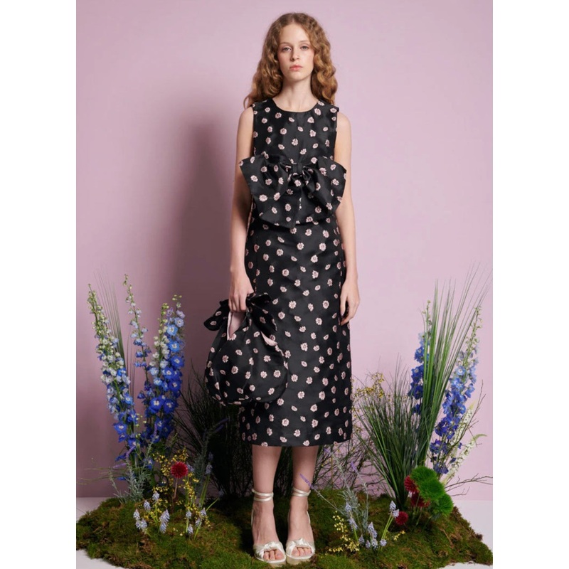 Sister Jane Black Rose Bells Jacquard Bow Dress