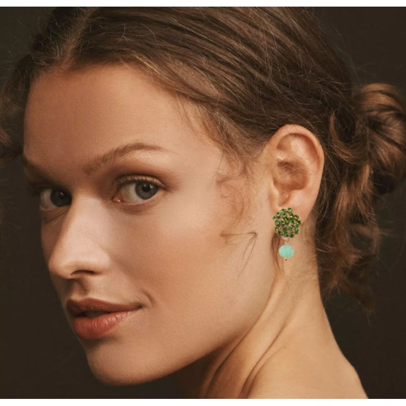St. Erasmus Green Blossom Small Earrings