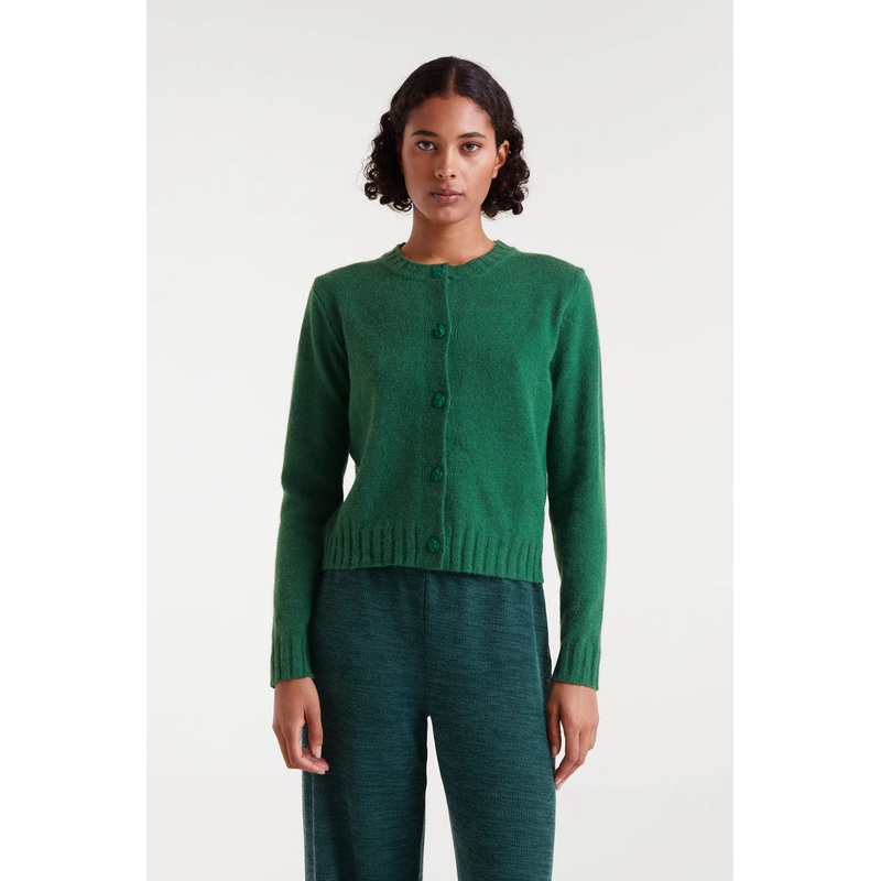 Compaia Fantastica Green Cardigan with Rose Buttons