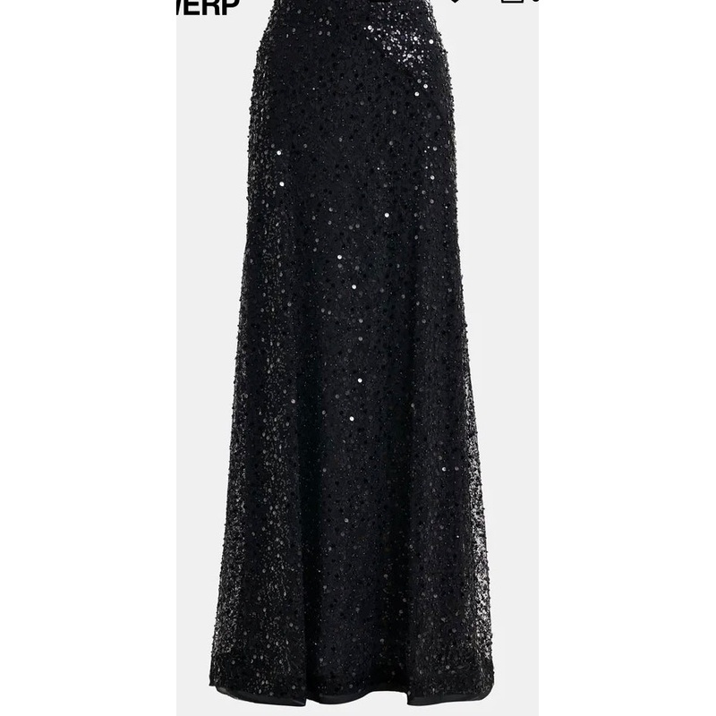 Essentiel Antwerp Black panelled maxi skirt with sequin and bead embellishments