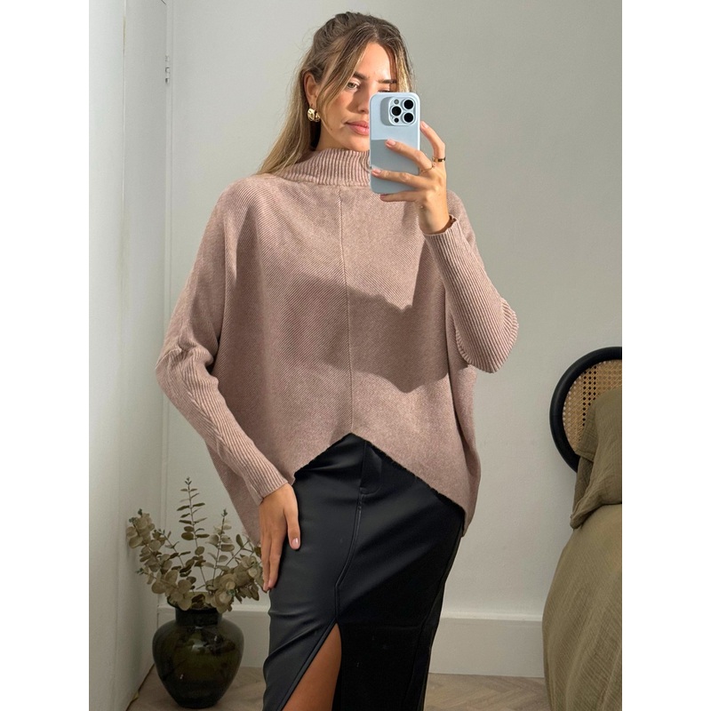 Hope Knitted High Neck Jumper / Beige