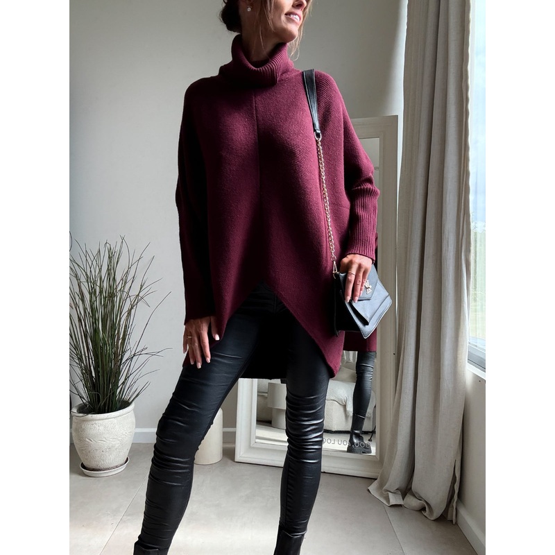 Longer Length Hope Knitted Jumper / Burgundy