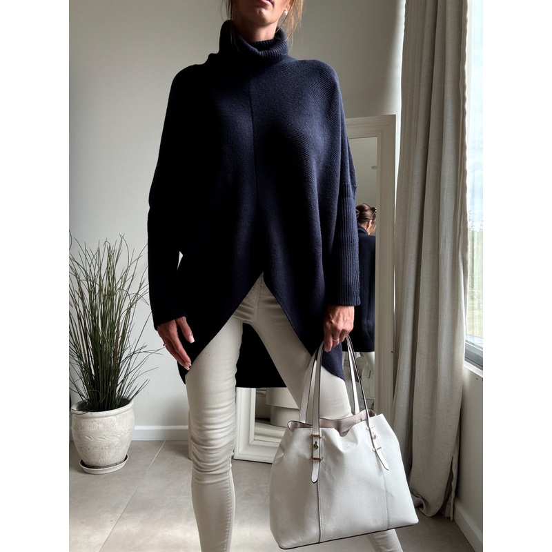 Longer Length Hope Knitted Jumper / Navy