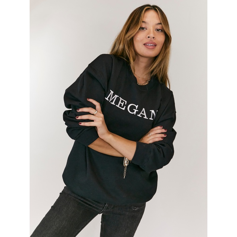 Pia Personalised Black Round Neck Sweater