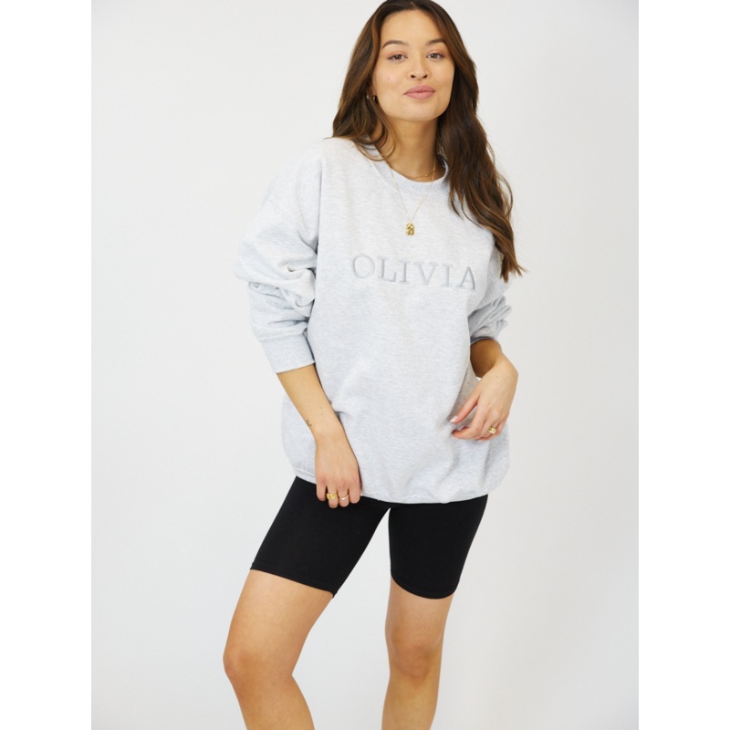 Pia Personalised Grey Round Neck Sweater