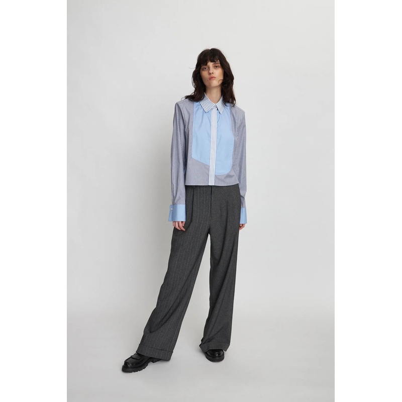 Combine stripe cropped shirt – Blue Stripes