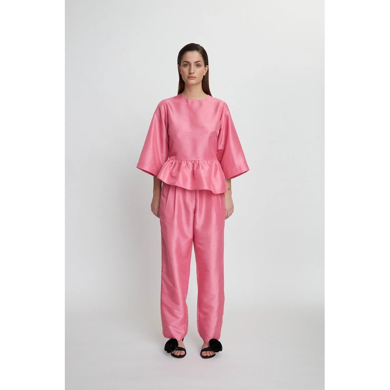 Crispy peplum blouse – Pink-32 & 34 & 36 & 38 & 40 & 42