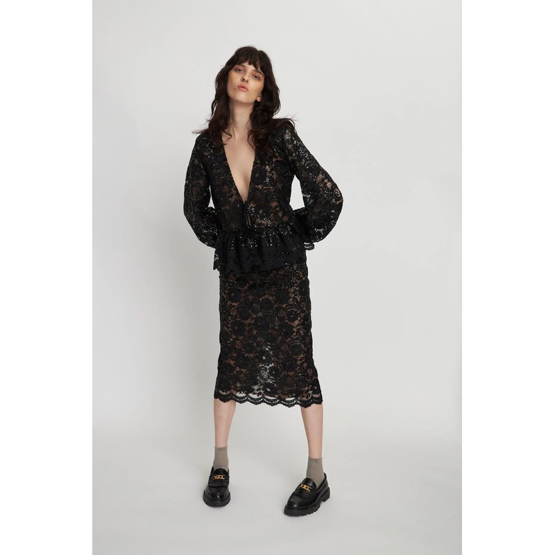Delicate lace pencil skirt – Black