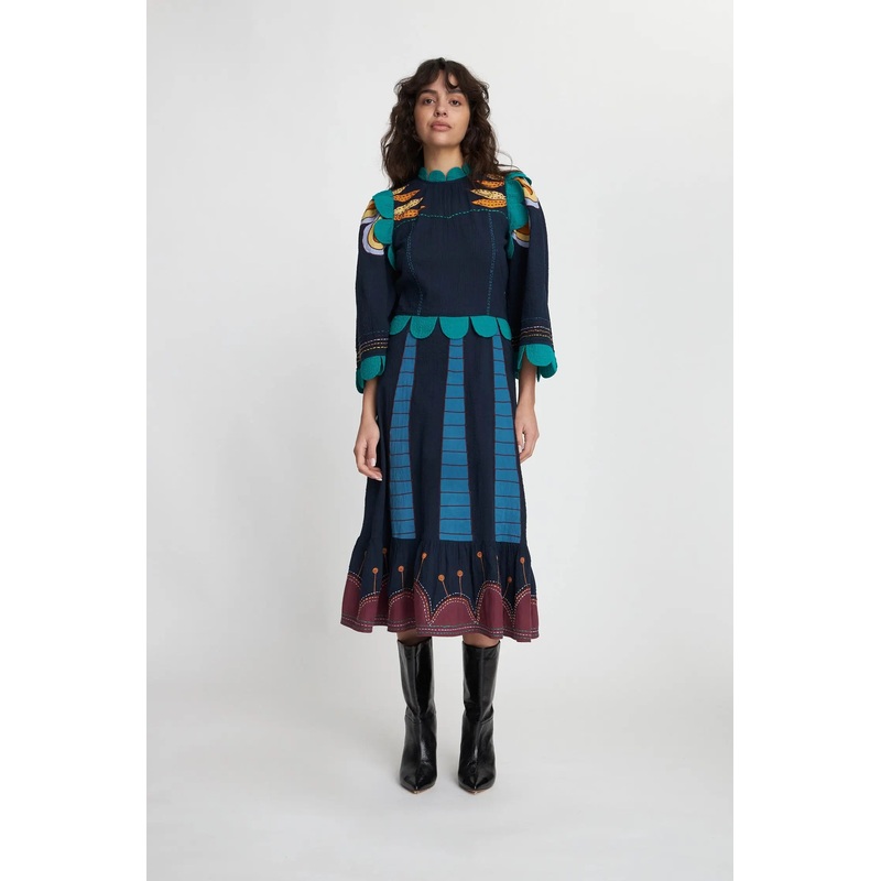 Embroidered cotton dress – Multicolour