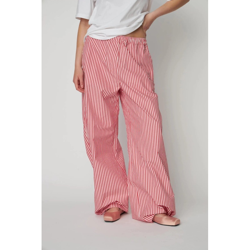 Oversized Striped Cotton Pants – Red Stripes