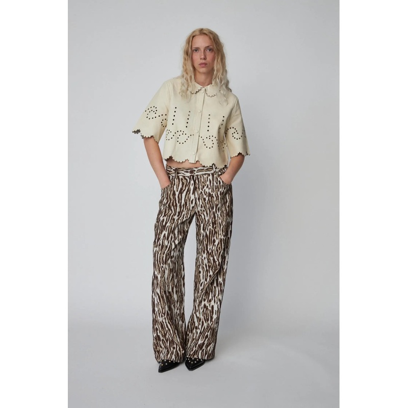 Pointelle Leather Shirt – Almost White