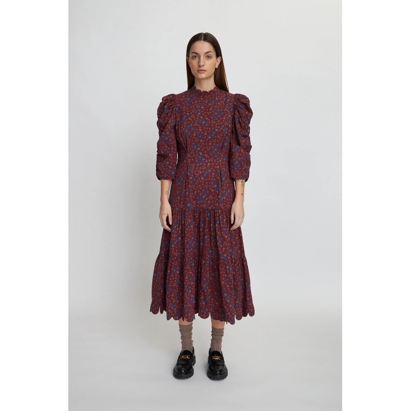 Printed maxi dress with waist focus – Flower Mix