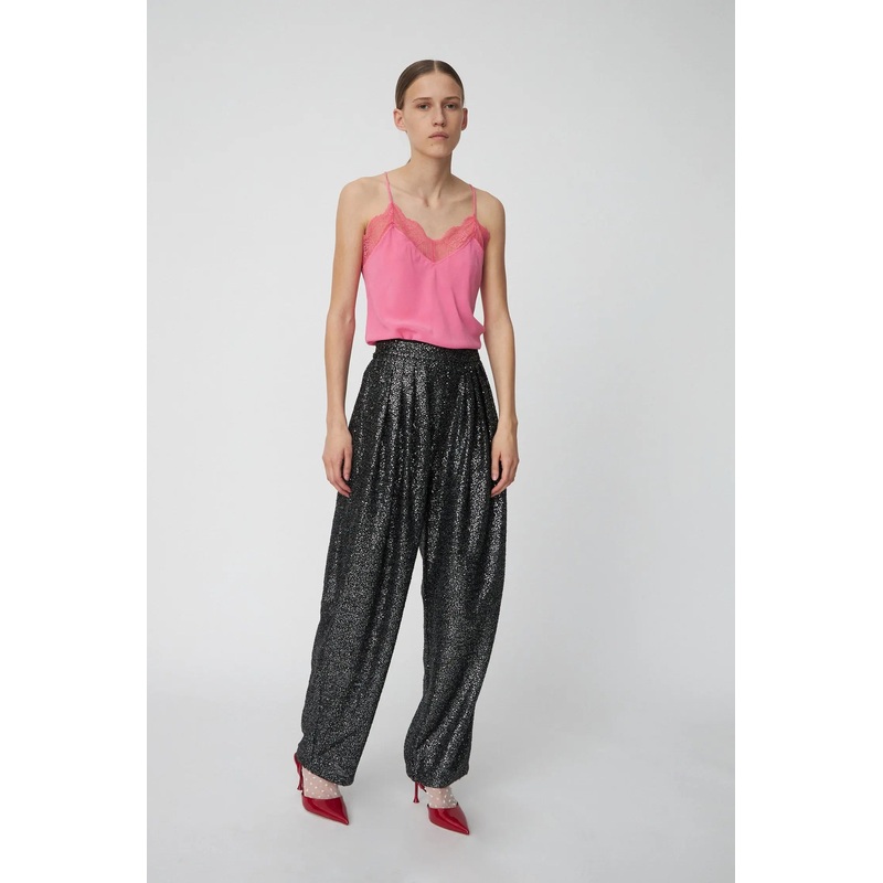 Sequins Lam Pants – Black Metallic