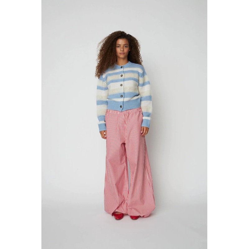 Striped Mohair Cardigan – Creme Blue Stripes