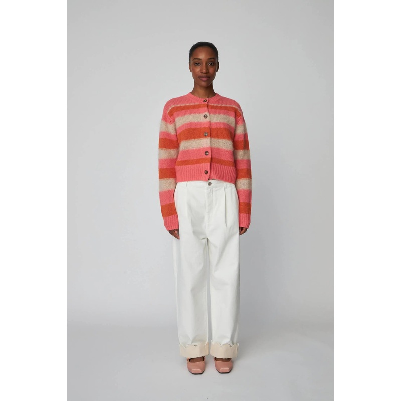 Striped Mohair Cardigan – Sunshine Orange