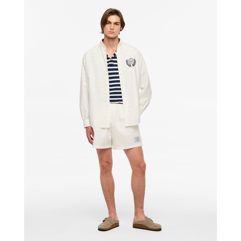 TS Crest White Oxford Shorts-YS & YM & XS & S & M & L & XL & 2XL & 3XL & 4XL