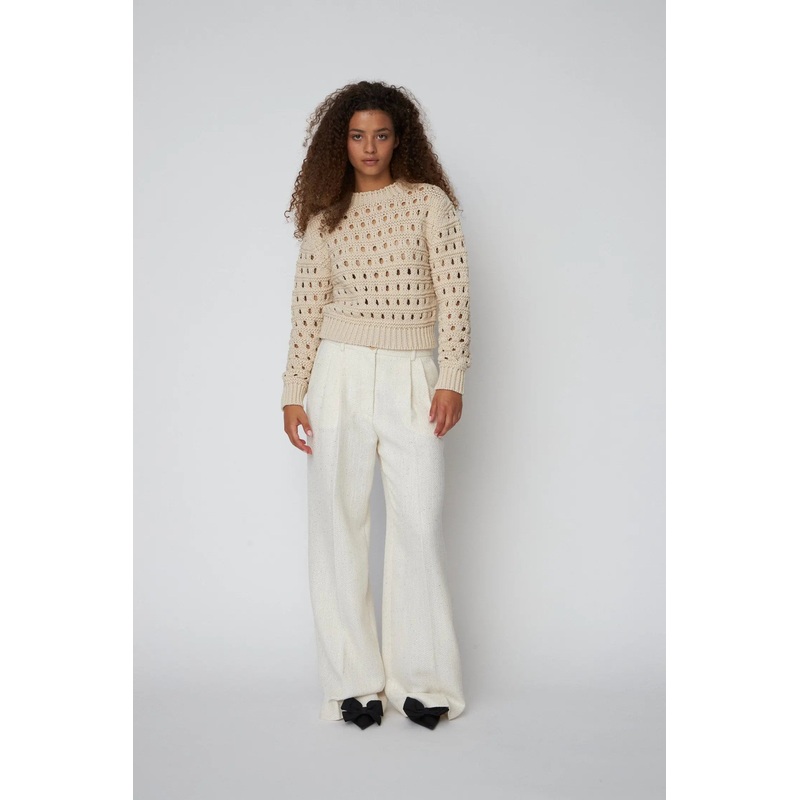 Cotton Stitch Sweater – Creme-XXS & XS & S & M & L & XL