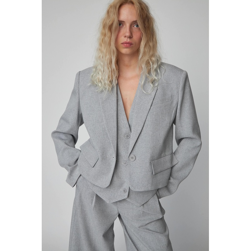 Cropped Blazer – Grey Melange-32 & 34 & 36 & 38 & 40 & 42