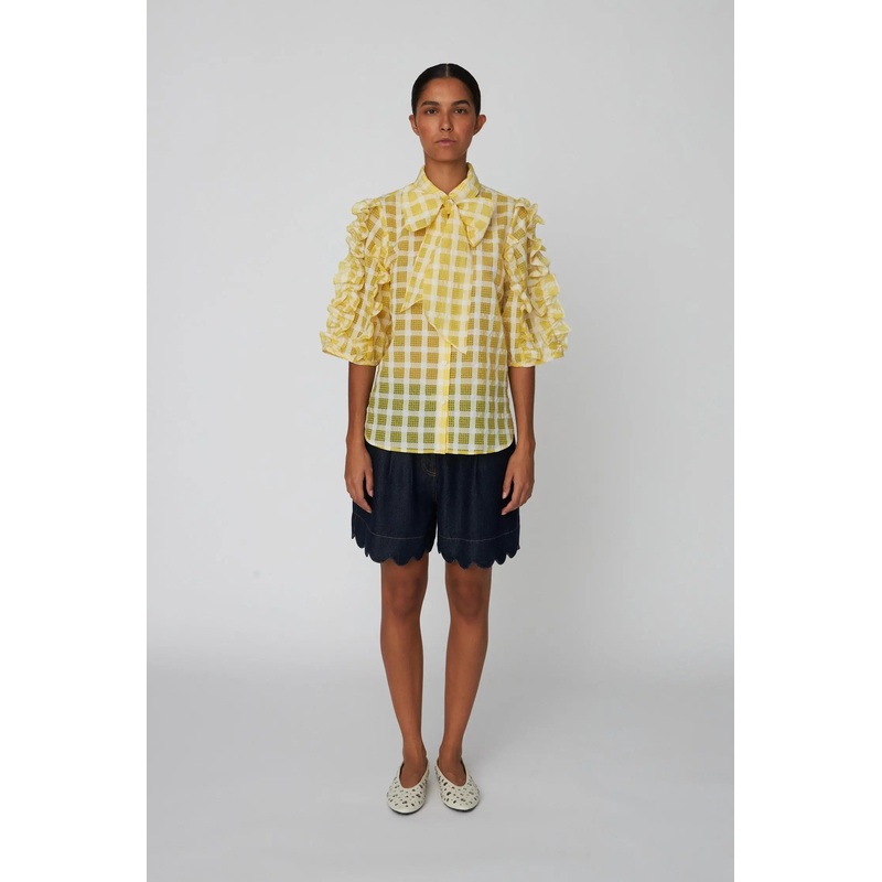Delicate Checked Frill Shirt – Lovely Yellow