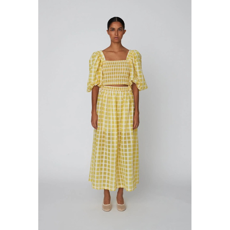 Delicate Checked Maxi Dress – Lovely Yellow