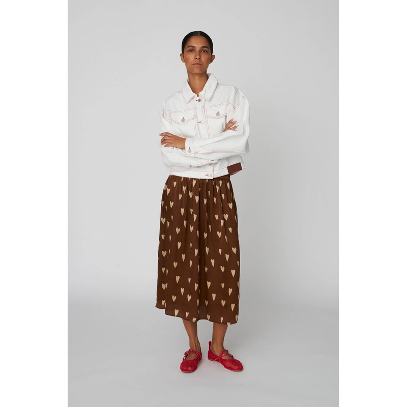 Heart printed Silk Skirt – Hearts