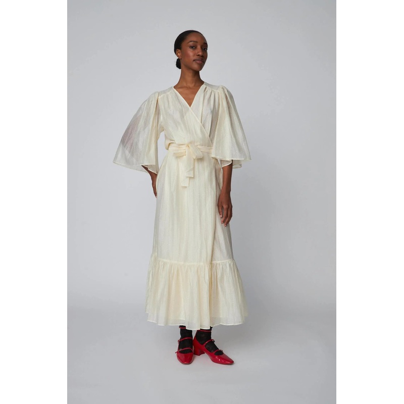 Pointelle Wrap Dress – Vanilla