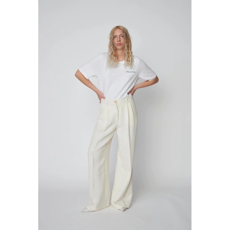 Sequined Boucl Pants – White-32 & 34 & 36 & 38 & 40 & 42