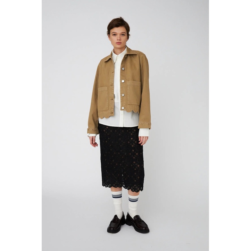 Shirt with Scallop Edge – Dark Sand