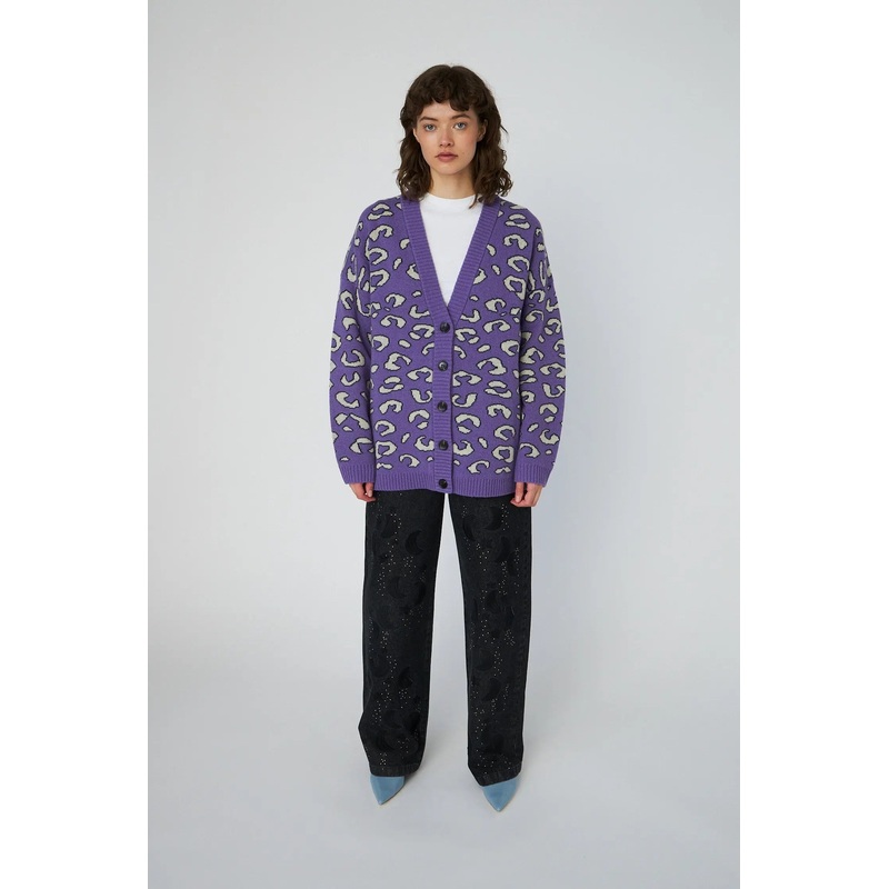 Animal jacquard Cardigan – Monster Purple