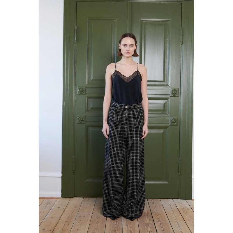Checked boucl pants – Black/White Check